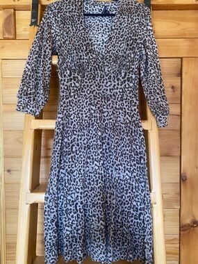 Banana Republic Leopard Print Midi Dress - Taupe & Black